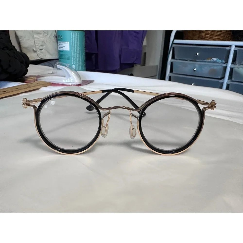 Unbranded Round Eyeglasses Unisex OS Gold Black Excellent Vintage Style Frames‎